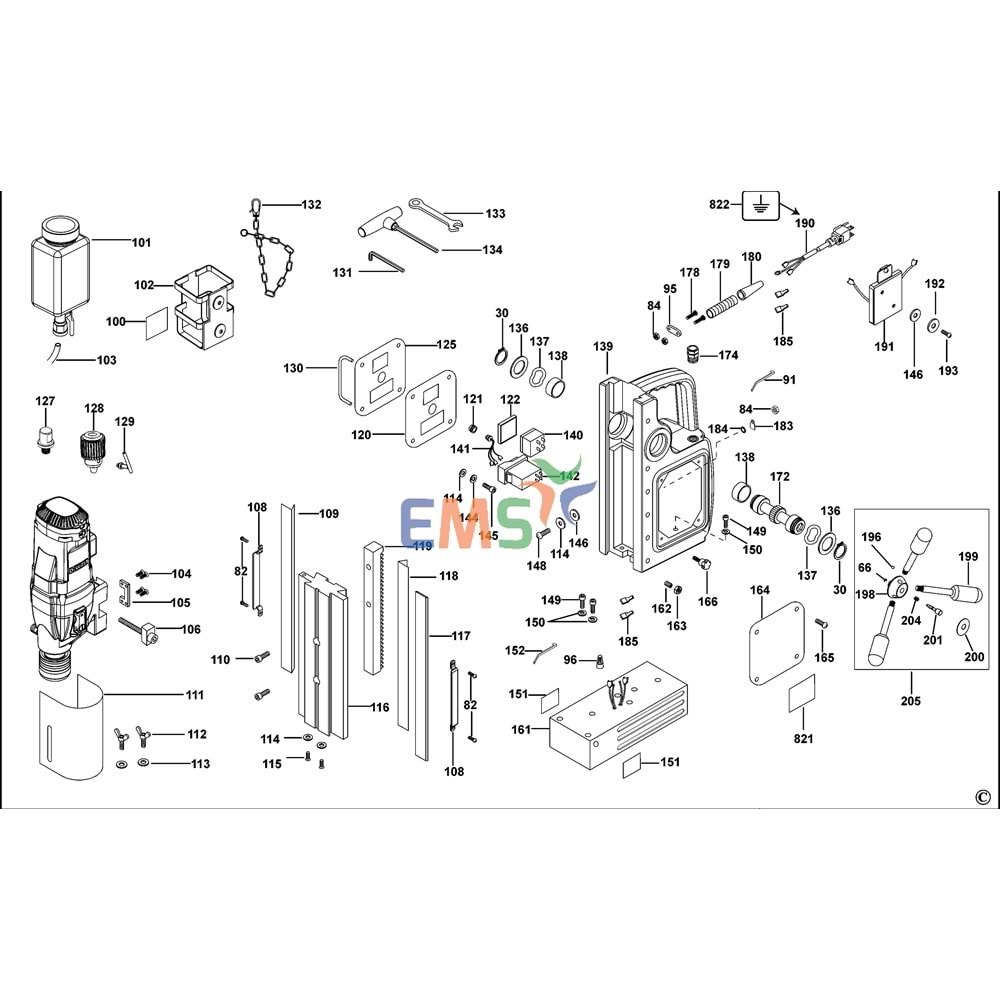 Dewalt DWE1622K Manyetik Matkap Uç Kepi Üst Kapak1004685-51