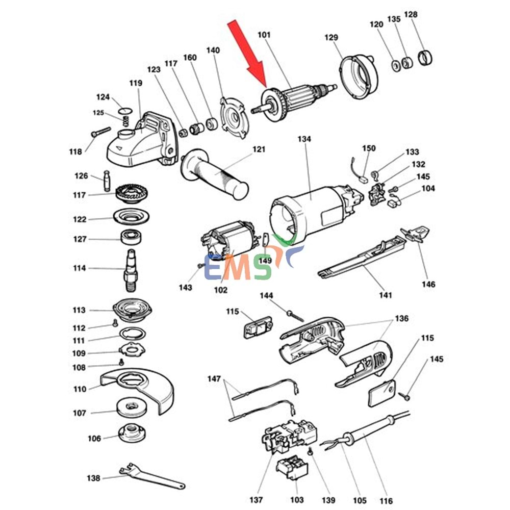 Dewalt DW817 DW826 Armatür Endüvi 393921-04