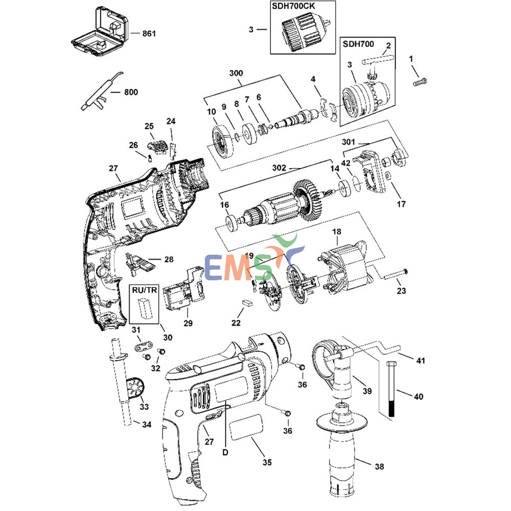 Stanley SDH700CK SDH600 Şalter Anahtar 4020705001