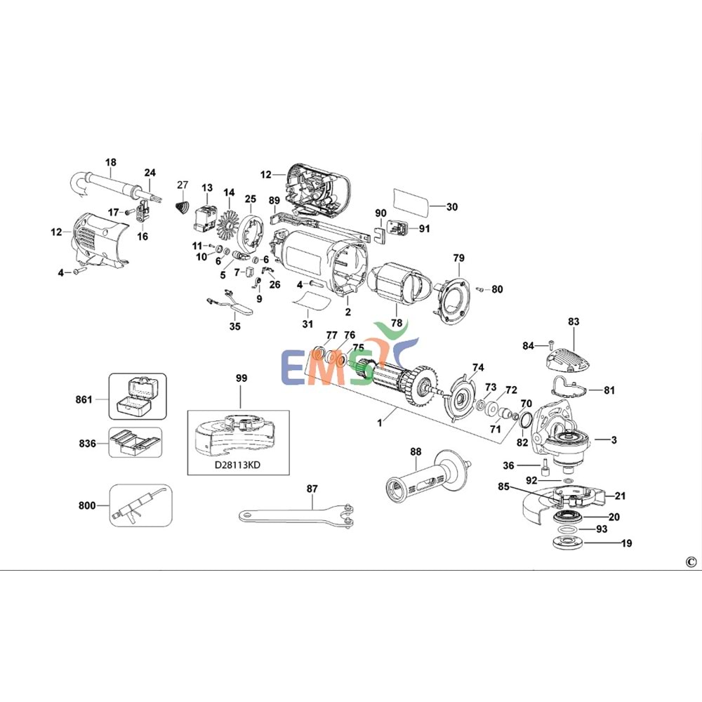 Dewalt D28113 D28142 Armatür Endüvi 623584-17