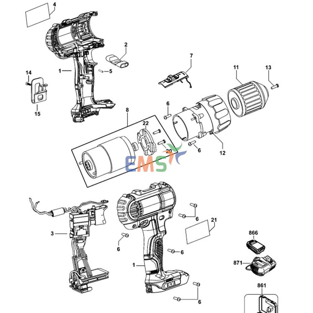Dewalt DCD733 Motor 14.4v N176501