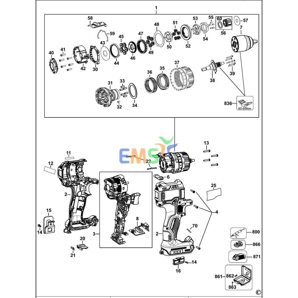 DEWALT DCD791 MANDREN N196034