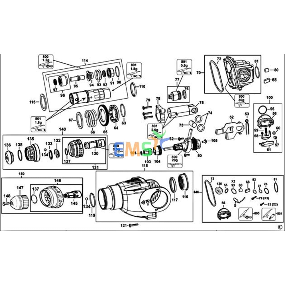 DEWALT D25124 MANDREN N403111