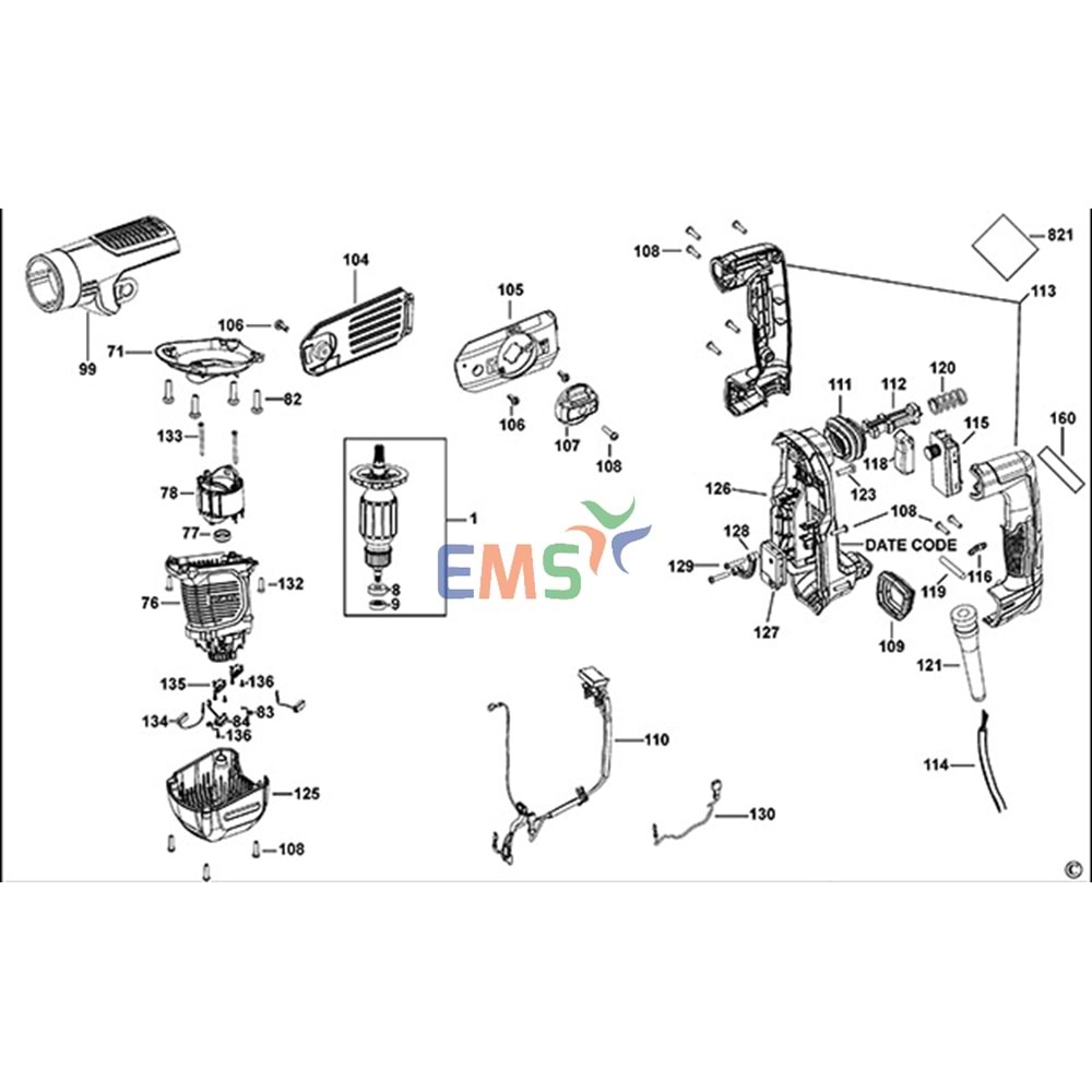 Dewalt D25481 DCH481 Kırıcı Koni Dişli N410187