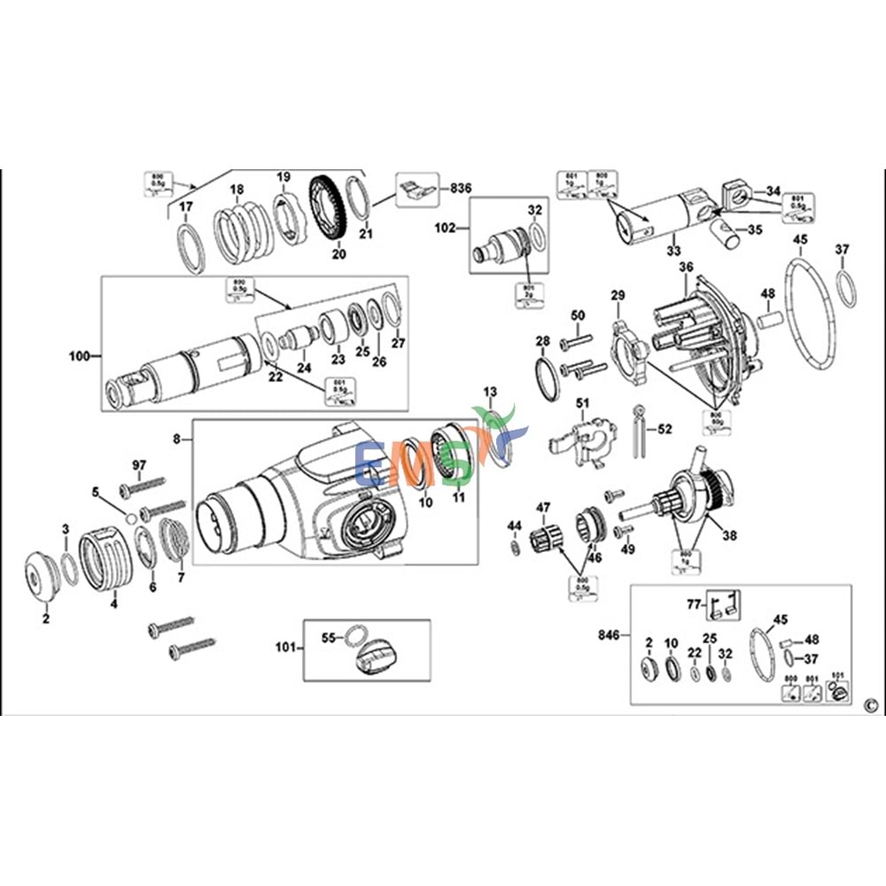 Dewalt D25133 DCH133 SFMCH900 Pnomatik Kırıcı Tokmaklama parçası N417744