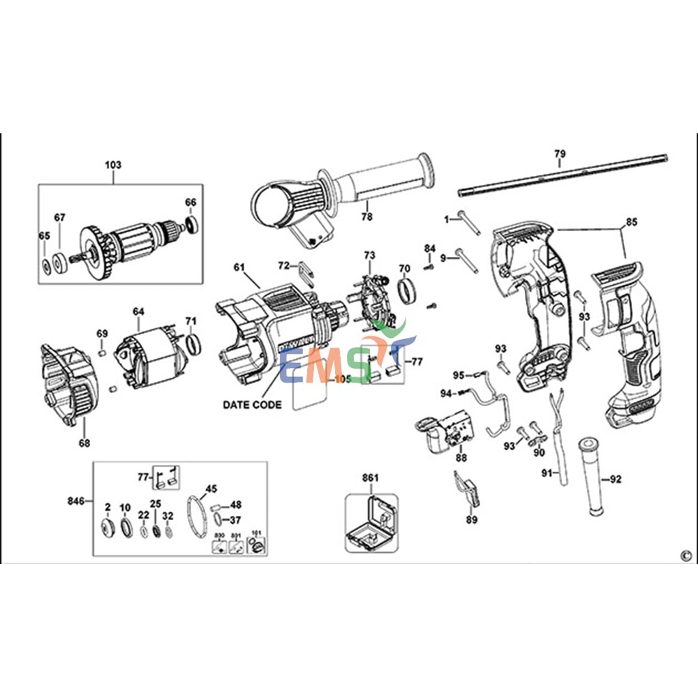 Dewalt D25133 DCH133 SFMCH900 Pnomatik Kırıcı Tokmaklama parçası N417744