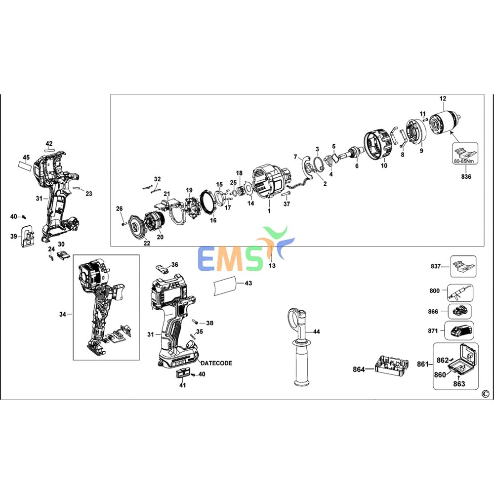 DEWALT DCD996 DCD991 MANDREN N454251