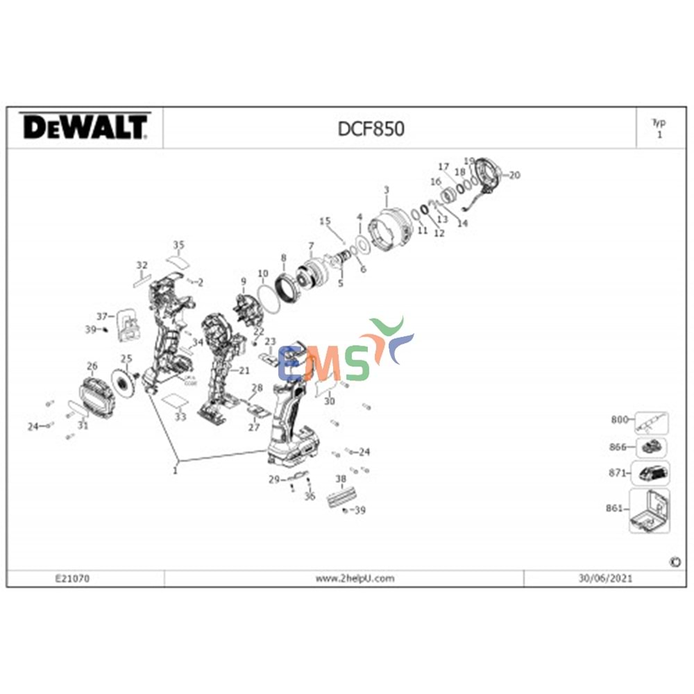 Dewalt DCF850 DCD86M Arka Kapak N849690
