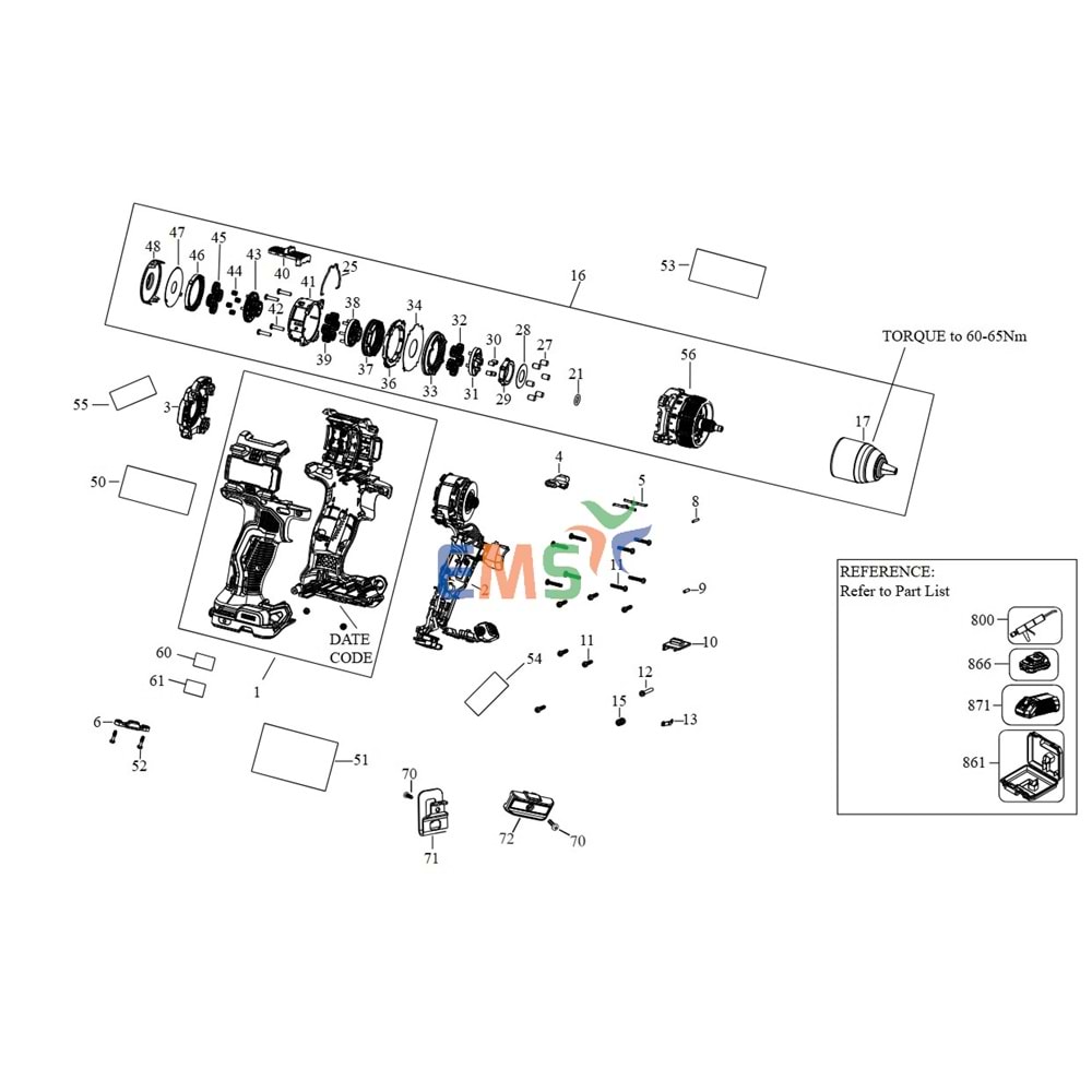 Dewalt DCD800 Typ 1 Gövde Darbesiz N862669