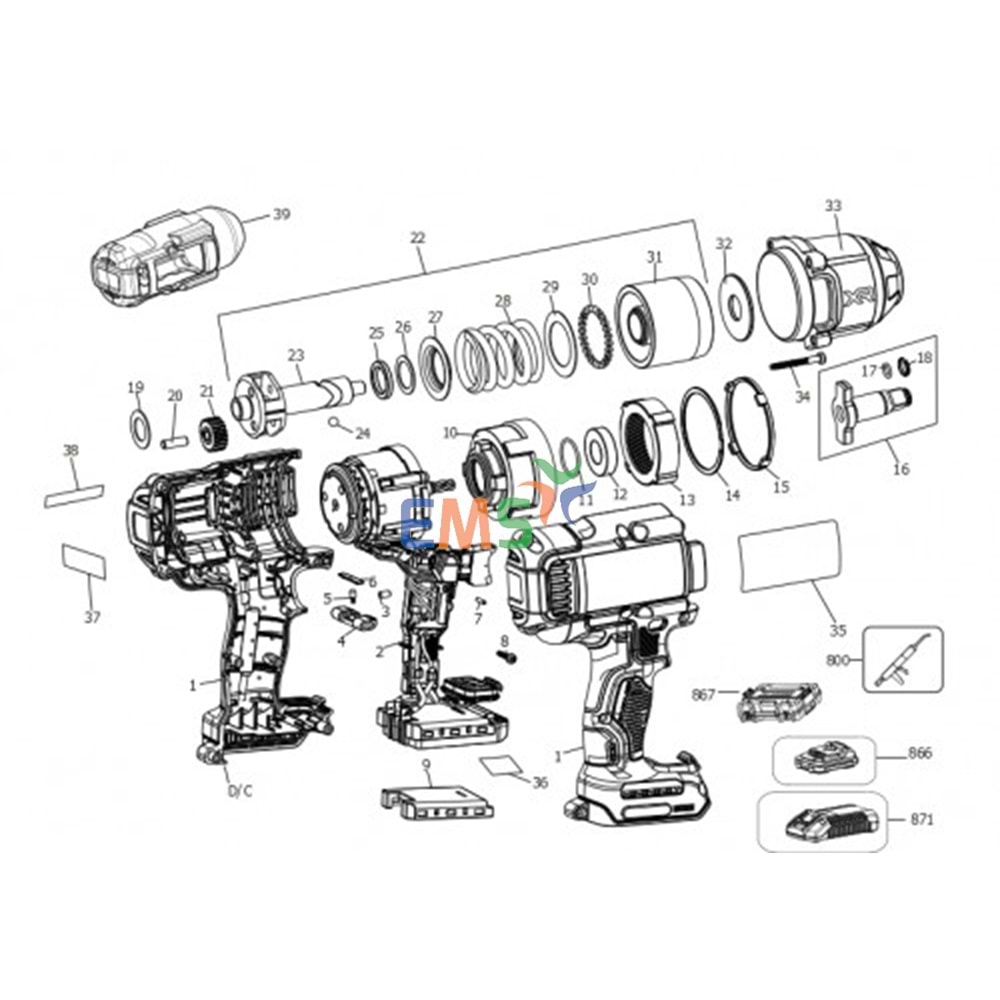 Dewalt DCF900 Şalter Motor NA039647