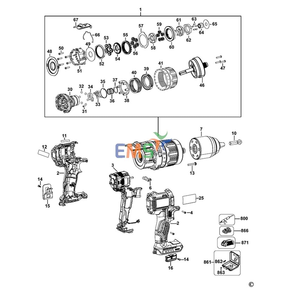 Dewalt DCD795 Darbeli Şalter Motor NA123144