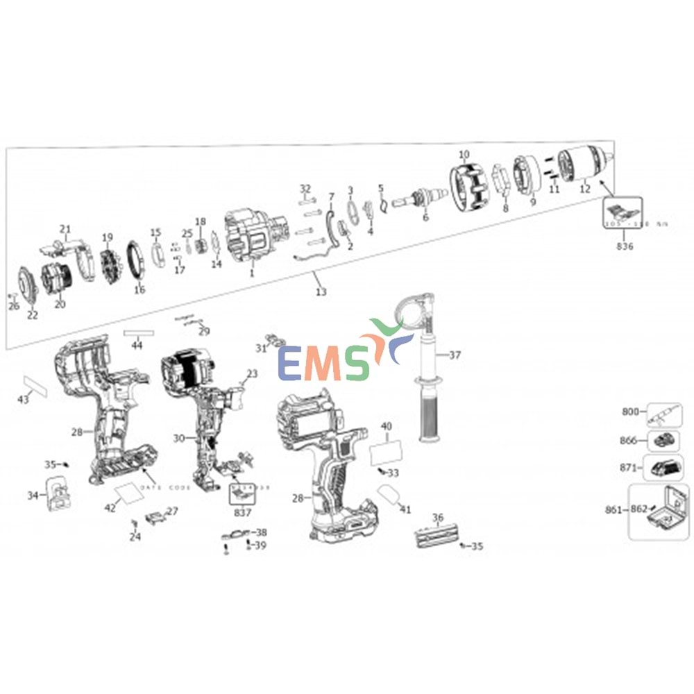 Dewalt DCD999 Mandren NA260834 - N747286
