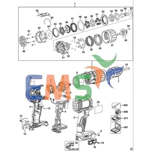 Dewalt DCD780 DCD730 Şanzıman Darbesiz Typ 1 Typ 10 N110034